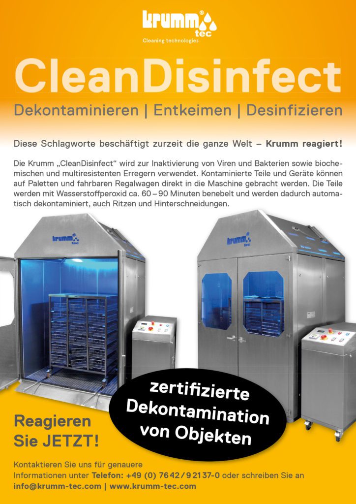 CleanDisinfect | Dekontaminieren | Entkeimen | Desinfizieren | Inaktivierung von Viren und Bakterien sowie biochemischen und multiresistenten Erregern